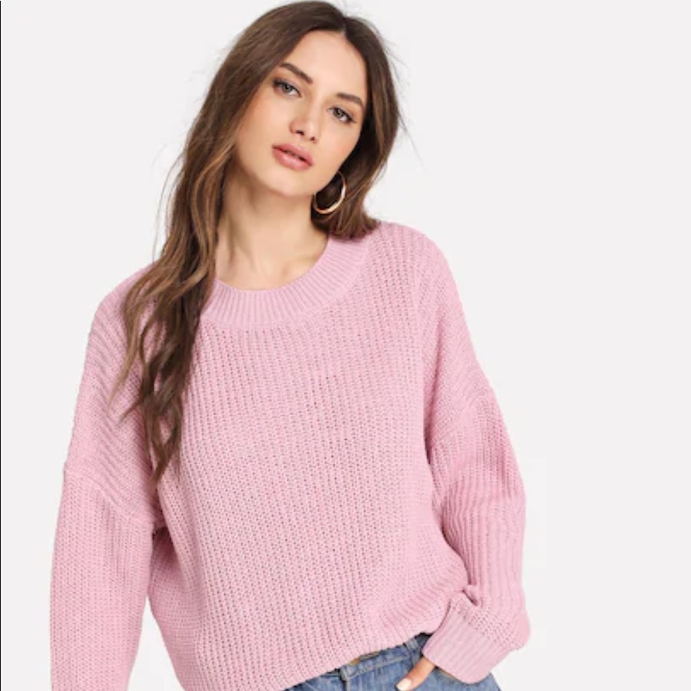 Drop shoulder solid sweater